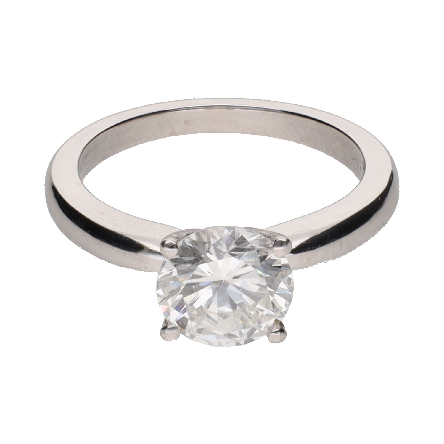 Solitario en oro blanco con un brillante 1,59ct . Talla 13.