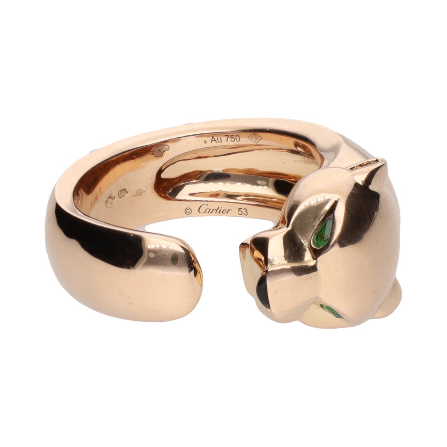Sortija panthere de cartier en oro rosa. Talla 53.