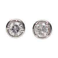 PENDIENTES<BR>PENDIENTES DORMILONAS EN ORO BLANCO CO...