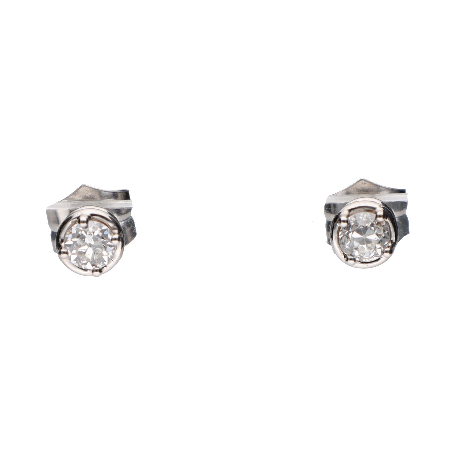 Pendientes dormilonas en oro blanco con brillantes.