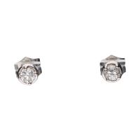 PENDIENTES<BR>PENDIENTES DORMILONAS EN ORO BLANCO CO...