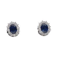 PENDIENTES<BR>PENDIENTES EN ORO BLANCO CON ZAFIROS Y...
