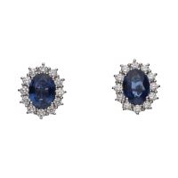 PENDIENTES<BR>PENDIENTES EN ORO BLANCO CON ZAFIROS Y...