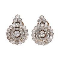 Pendientes vintage en oro amarillo y oro blanco con diamantes.