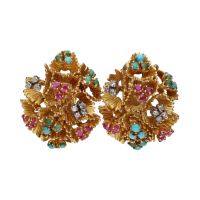 PENDIENTES<BR>PENDIENTES EN ORO AMARILLO CON TURQUES...