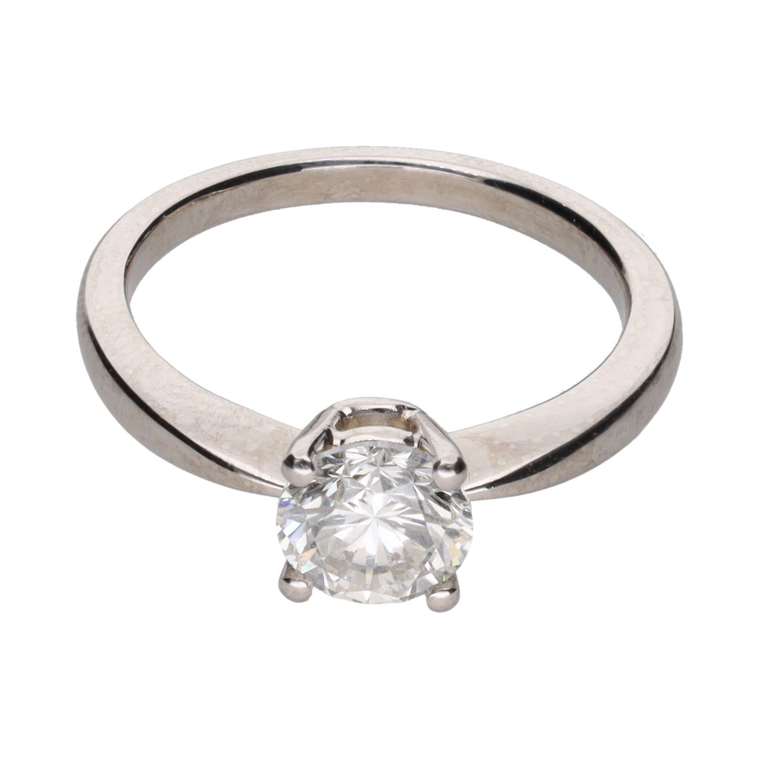 Sortija solitario en platino con un brillante de 1,00ct.  Talla 11.