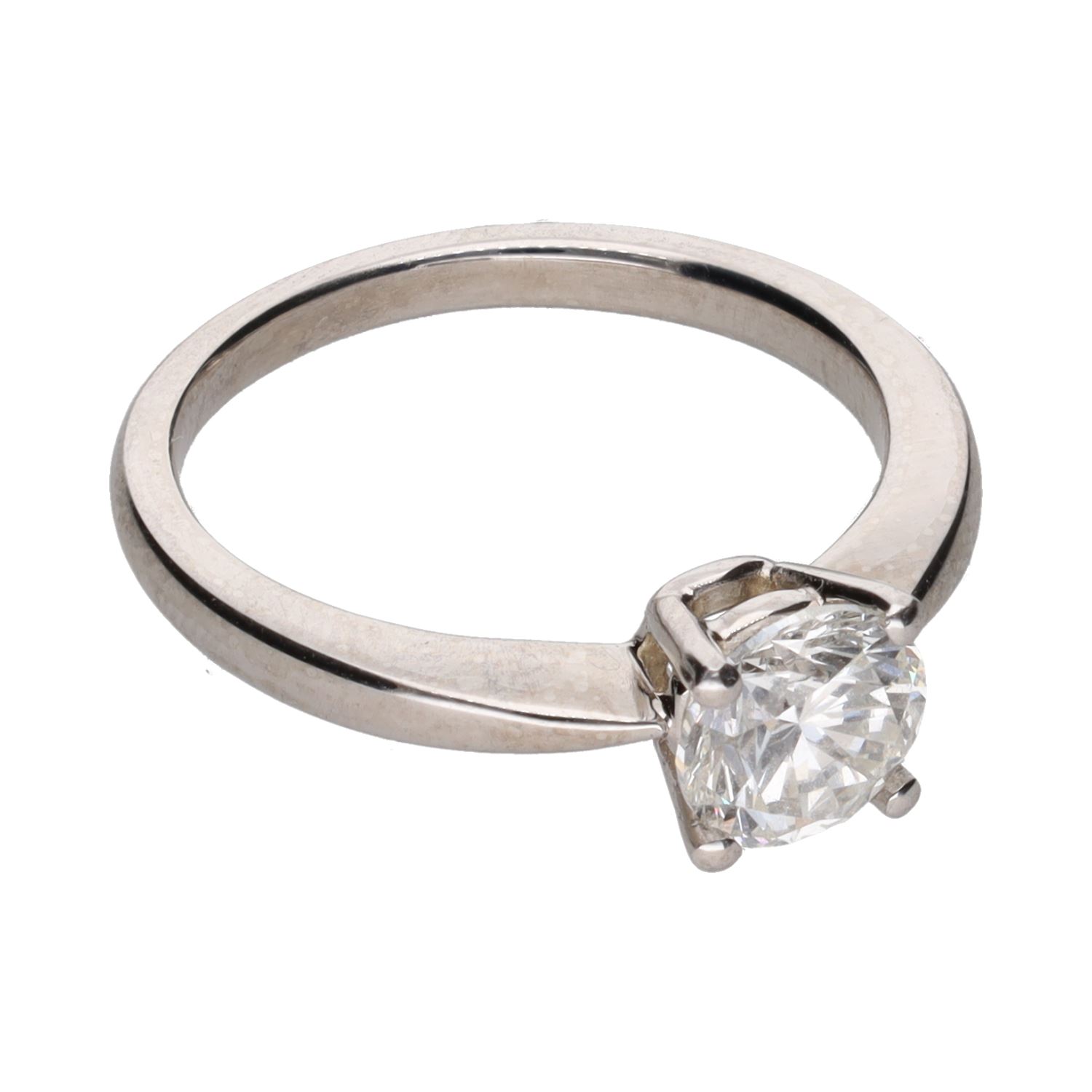 Sortija solitario en platino con un brillante de 1,00ct.  Talla 11.