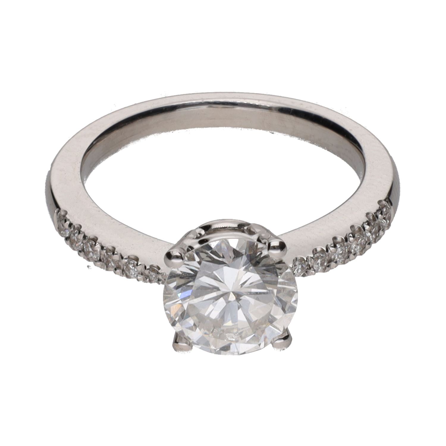 Solitario en oro blanco con brillante central 1,52ct . Talla 11.