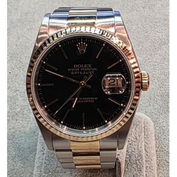 ROLEX<BR>DATEJUST ACERO Y ORO ESFERA NEGRA 36MM... · ref.: 16233