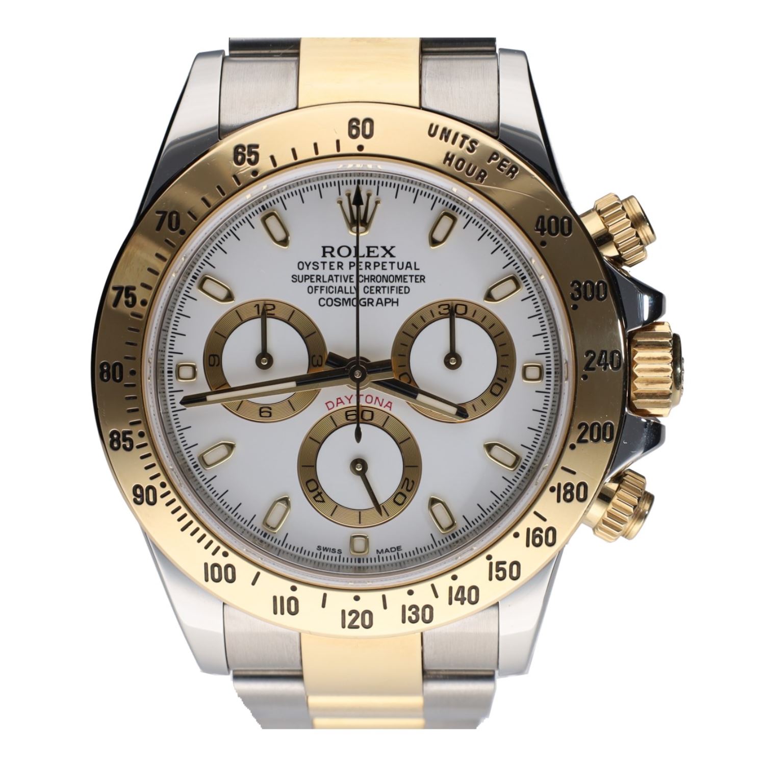 Daytona acero y oro esfera blanca.   