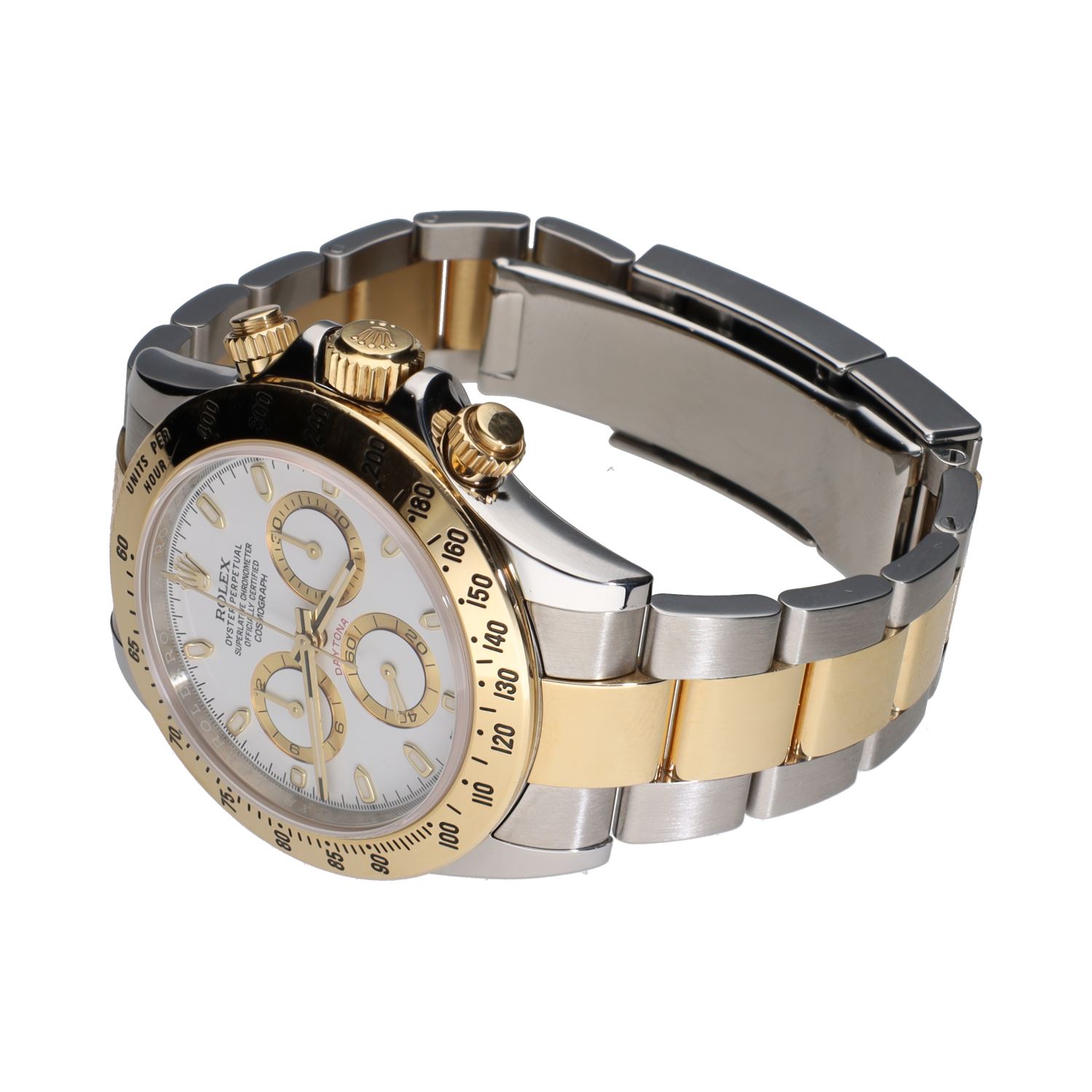 Daytona acero y oro esfera blanca.   