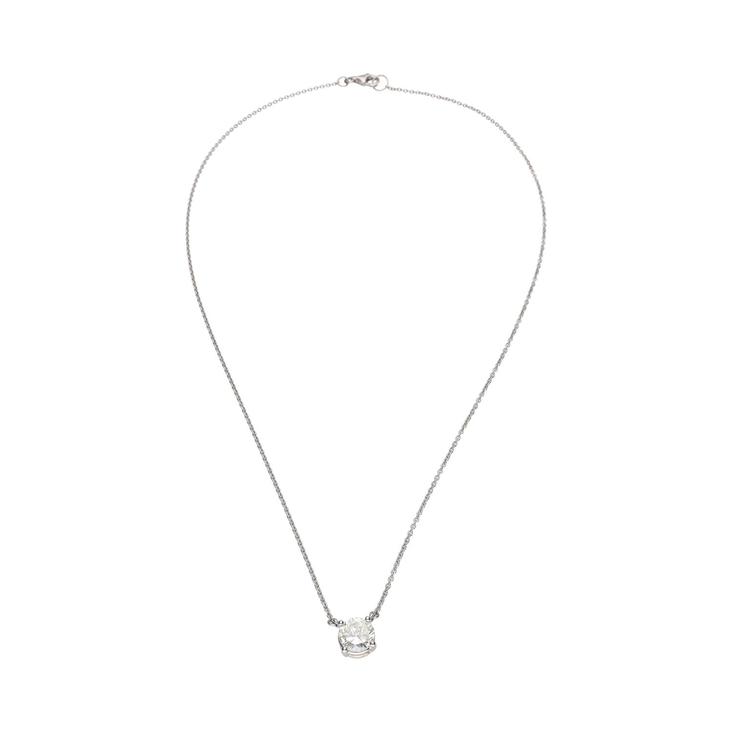 Collar con cadena y colgante en oro blanco con brillante de 1,39ct.