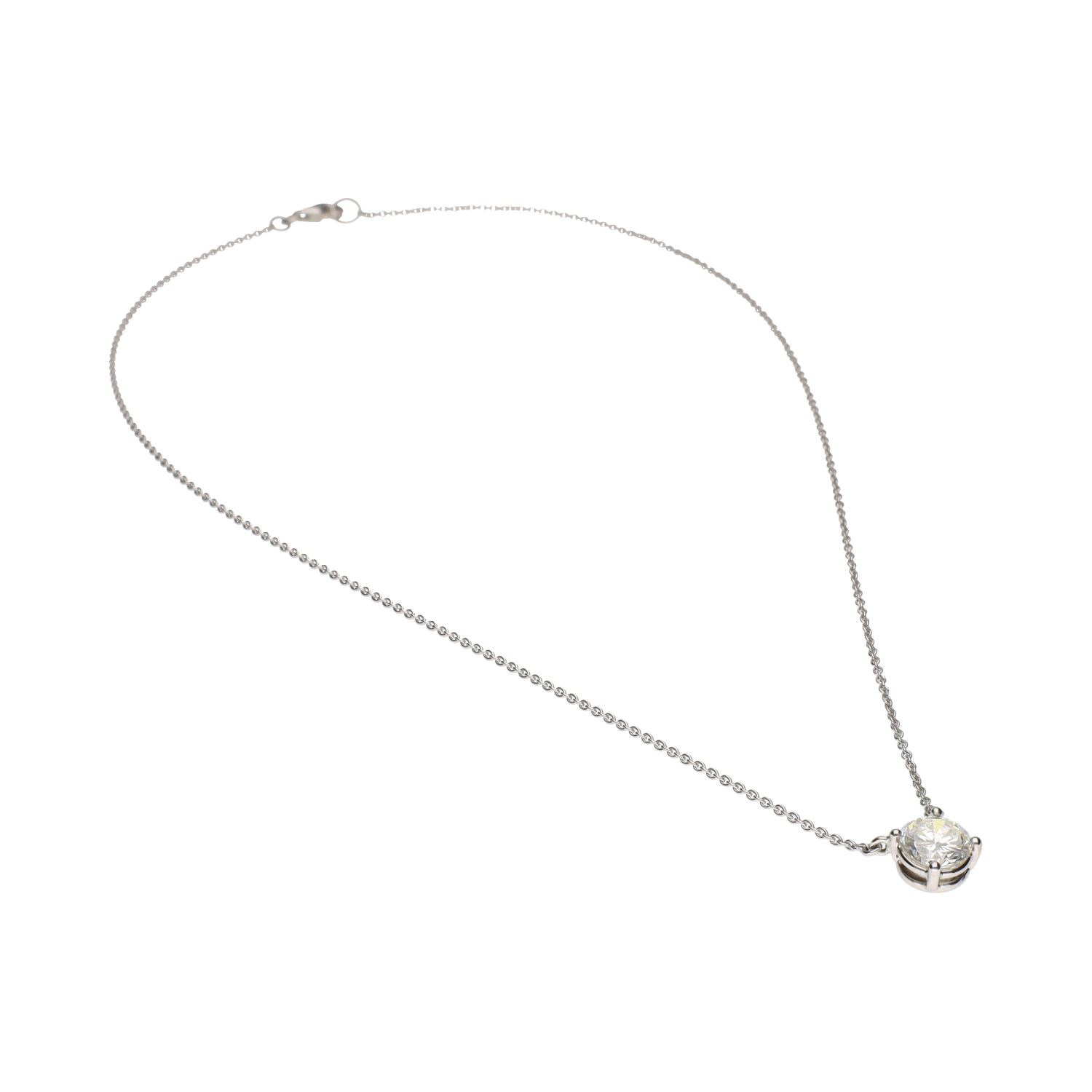 Collar con cadena y colgante en oro blanco con brillante de 1,39ct.