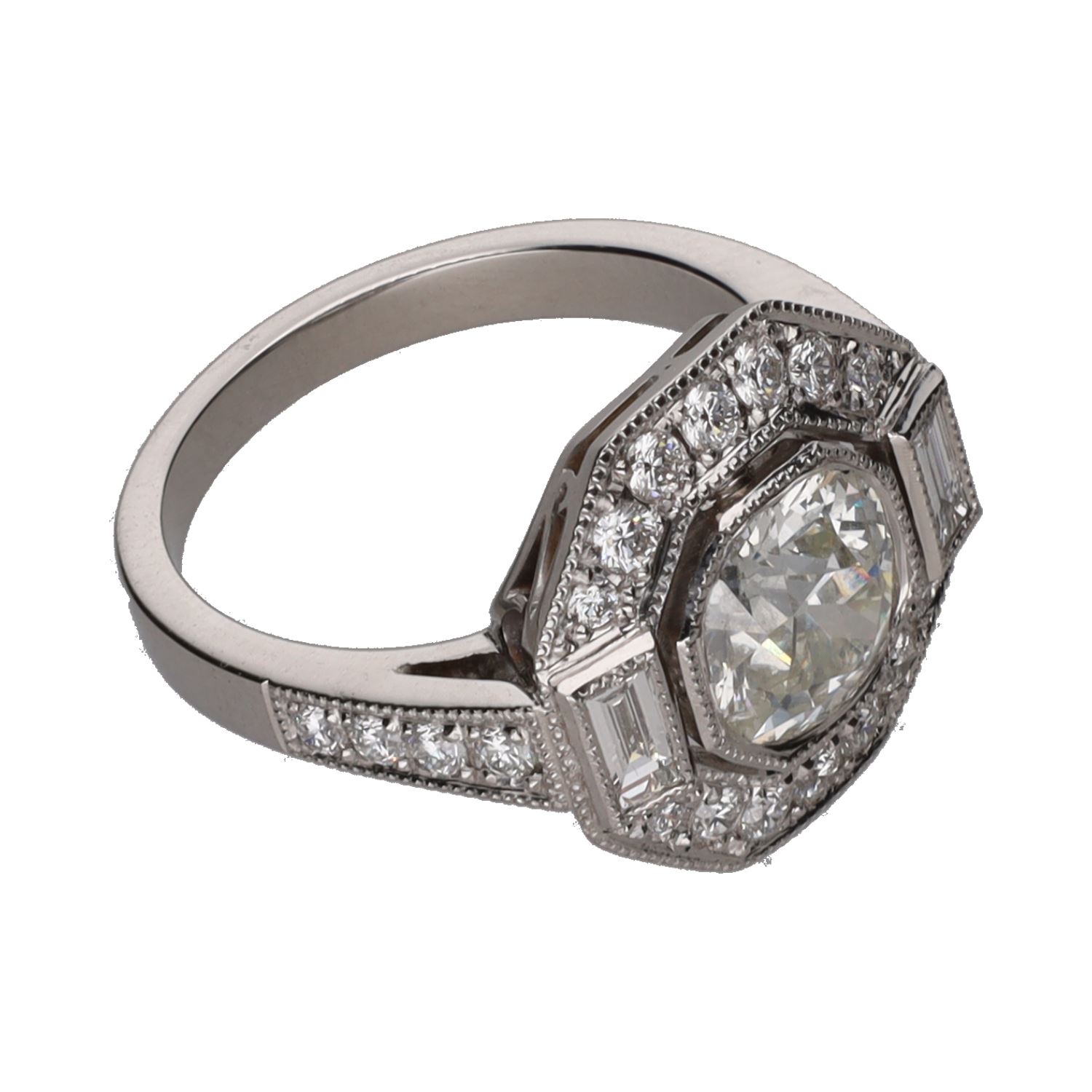 Sortija en oro blanco con brillantes. Talla 13.