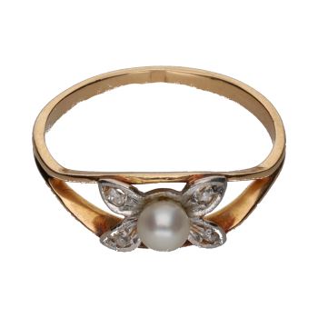ANILLOS / SORTIJAS<BR>SORTIJA EN ORO AMARILLO CON PERLA Y DI... · ref.: (CI)