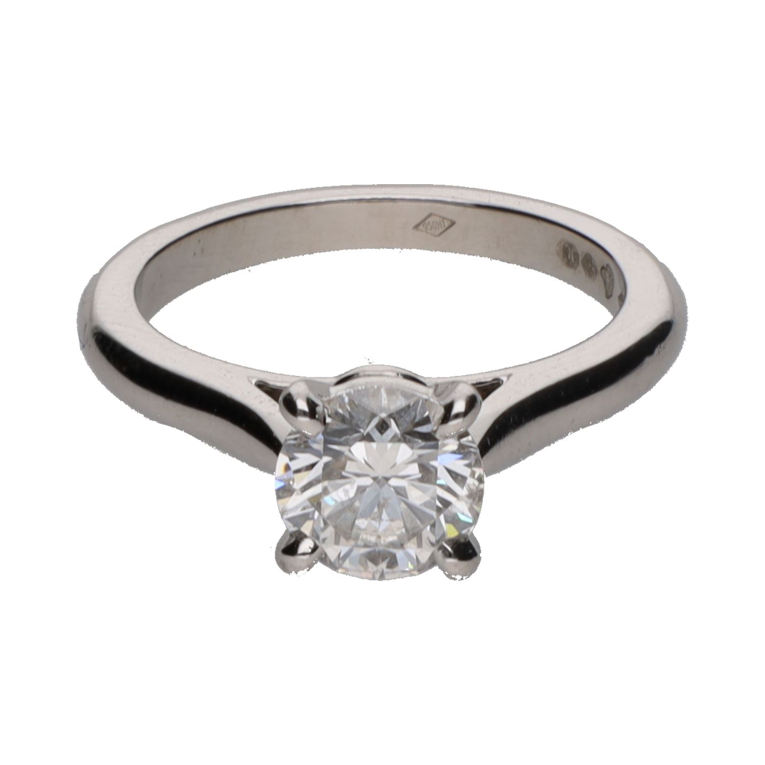 Sortija solitario de cartier en platino con un brillante 1,01ct. Talla 49.