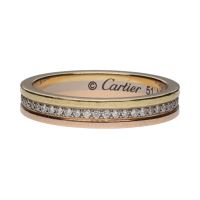 Sortija alianza de cartier tres oros con brillantes. Talla 51.