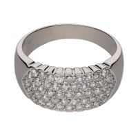 ANILLOS / SORTIJAS<BR>SORTIJA EN ORO BLANCO CON CUAJADO DE B...