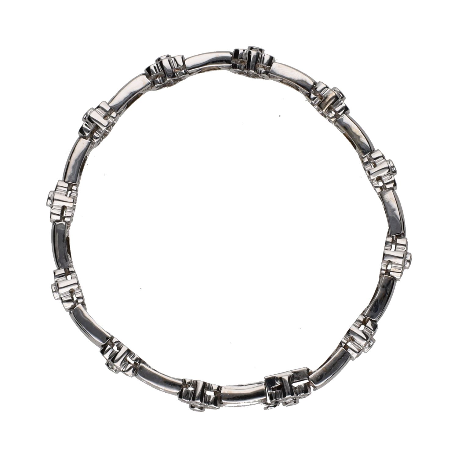 Pulsera en oro blanco con motivos florales en brillantes.