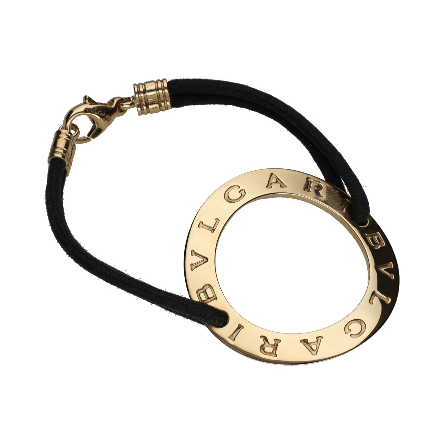 Pulsera bulgari bulgari en oro amarillo y cordón textil.