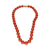 COLLARES<BR>COLLAR BOLAS DE CORAL CON CIERRE EN OR...
