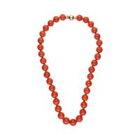 Collar bolas de coral con cierre en oro amarillo.