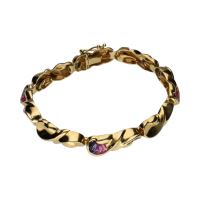Pulsera en oro amarillo con cuarzos amatistas.