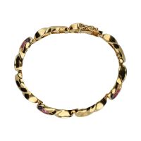 Pulsera en oro amarillo con cuarzos amatistas.