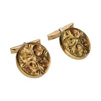 GEMELOS<BR>GEMELOS EN ORO AMARILLO CON FORMA DE M...