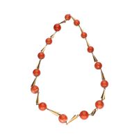 COLLARES<BR>COLLAR EN ORO AMARILLO CON BOLAS DE CO...