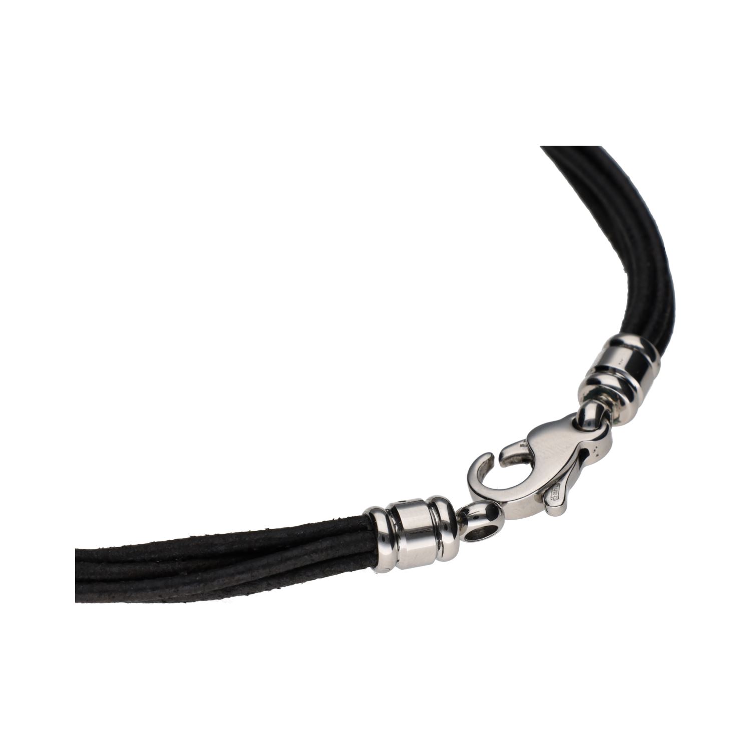 Collar bulgari bulagri en cordón de cuero, acero y oro amarillo.