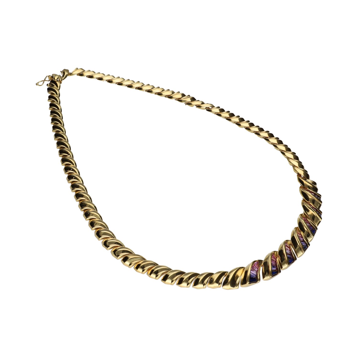Collar en oro amarillo con cuarzos amatistas.