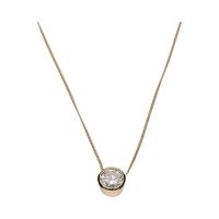Collar con cadena y colgante en oro amarillo con un brillante.