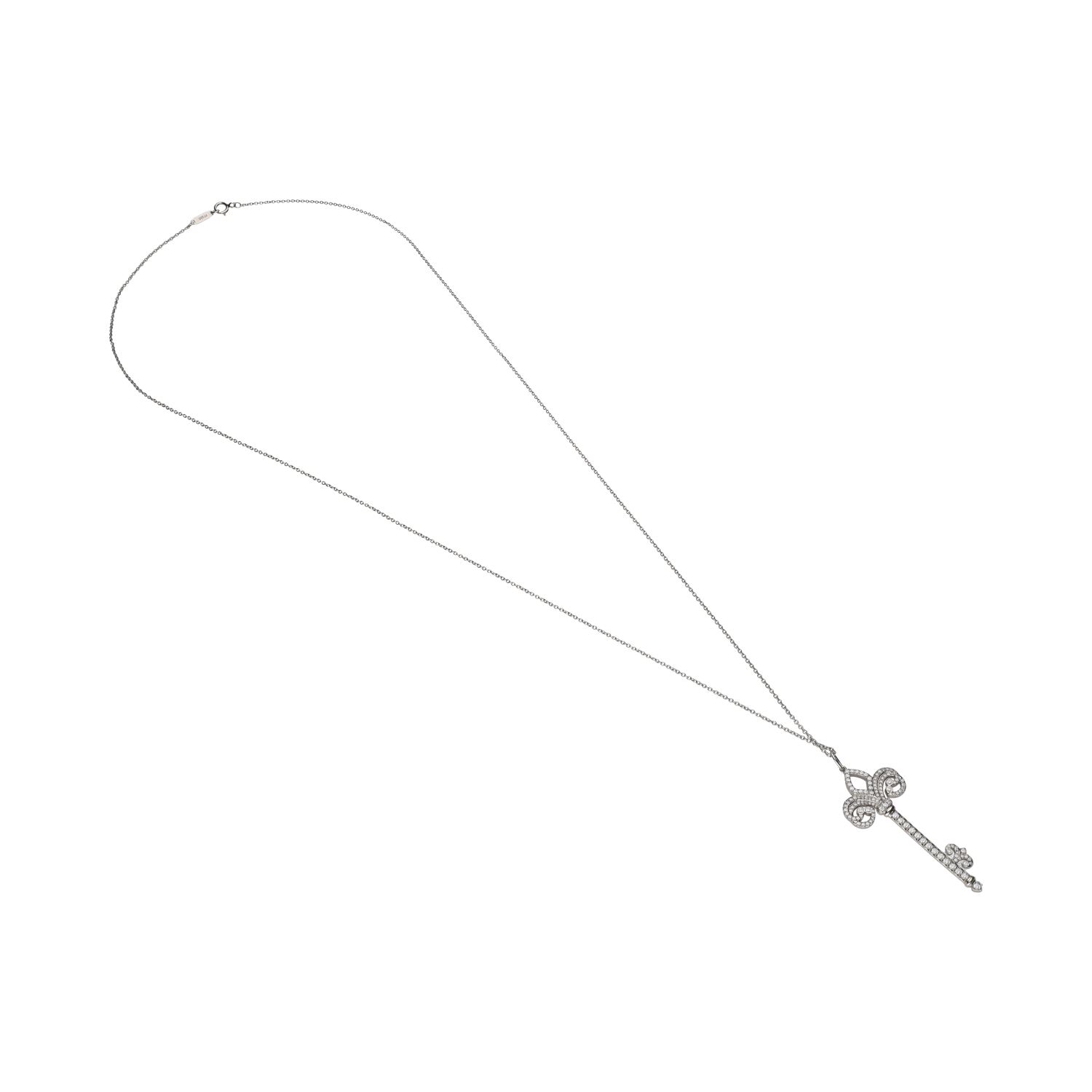 Collar y colgante llave de tiffany & co en platino y brillantes.