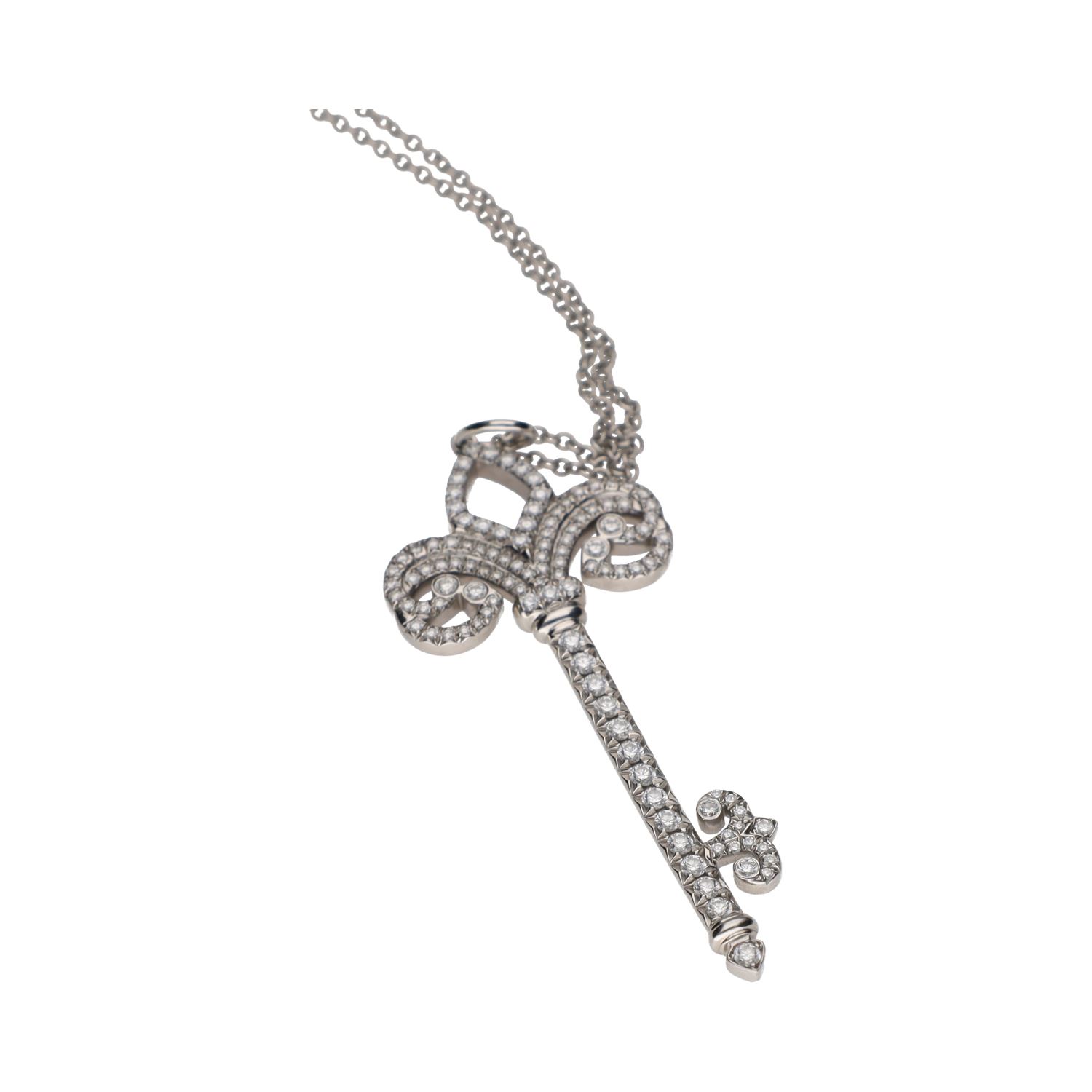 Collar y colgante llave de tiffany & co en platino y brillantes.