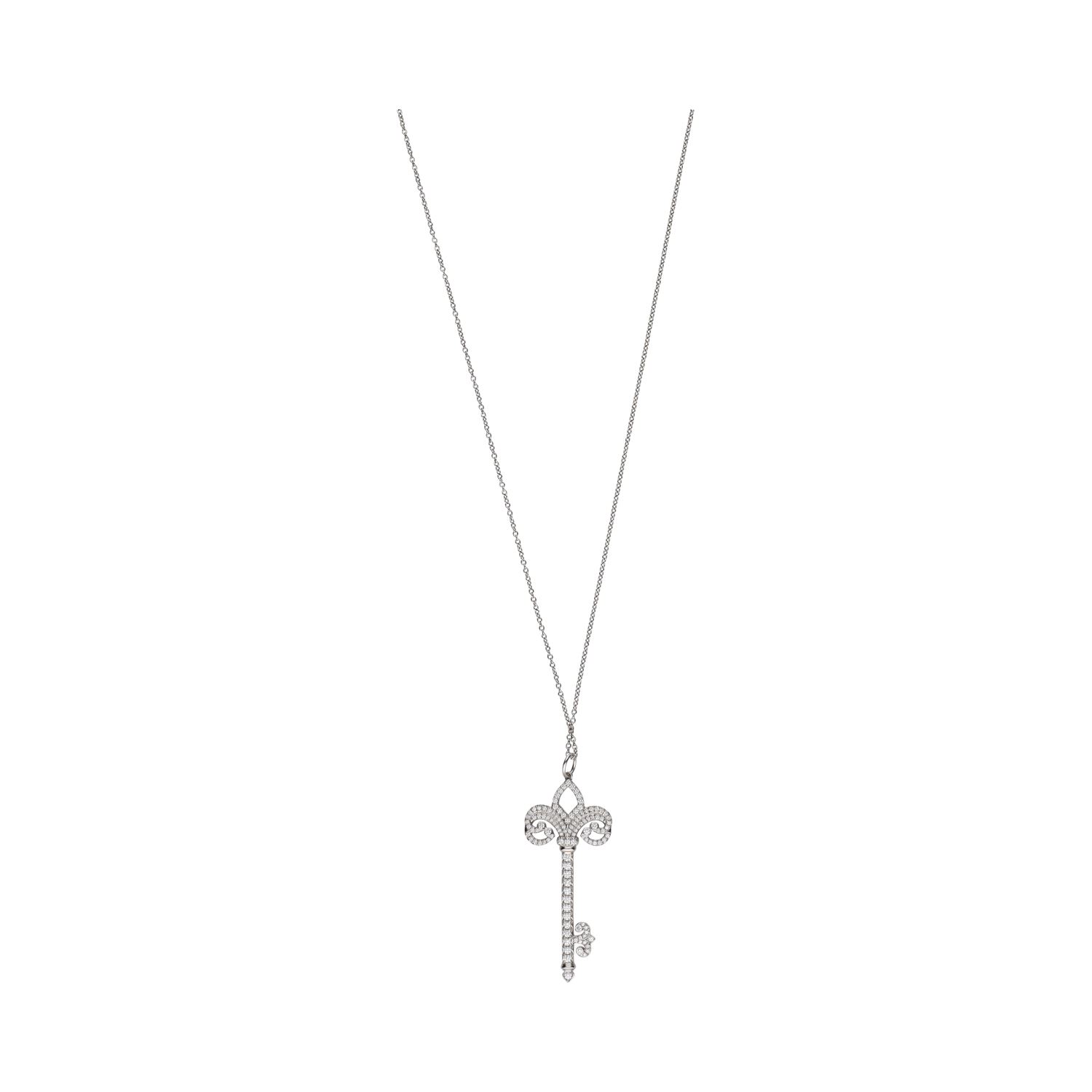 Collar y colgante llave de tiffany & co en platino y brillantes.