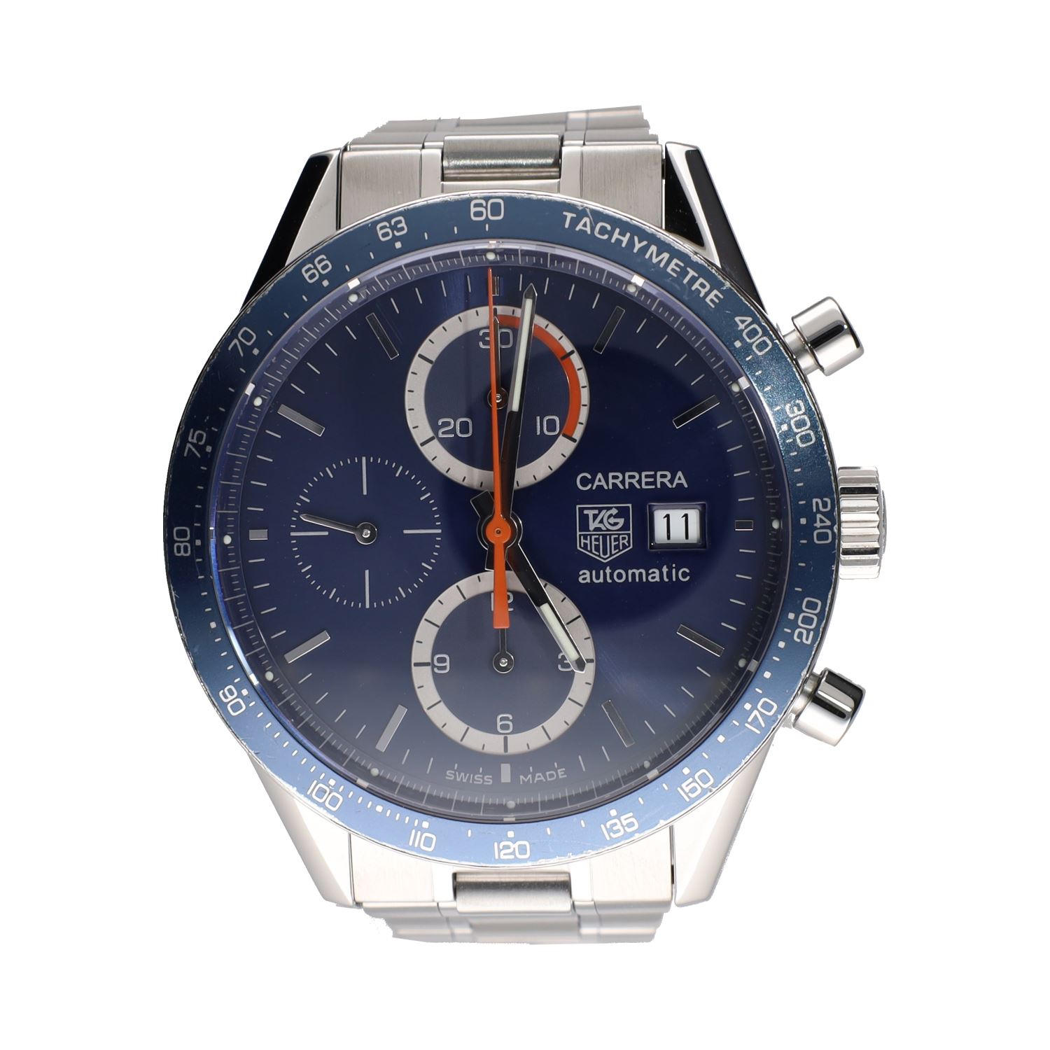 Carrera calibre 16 acero esfera azul 41mm.  