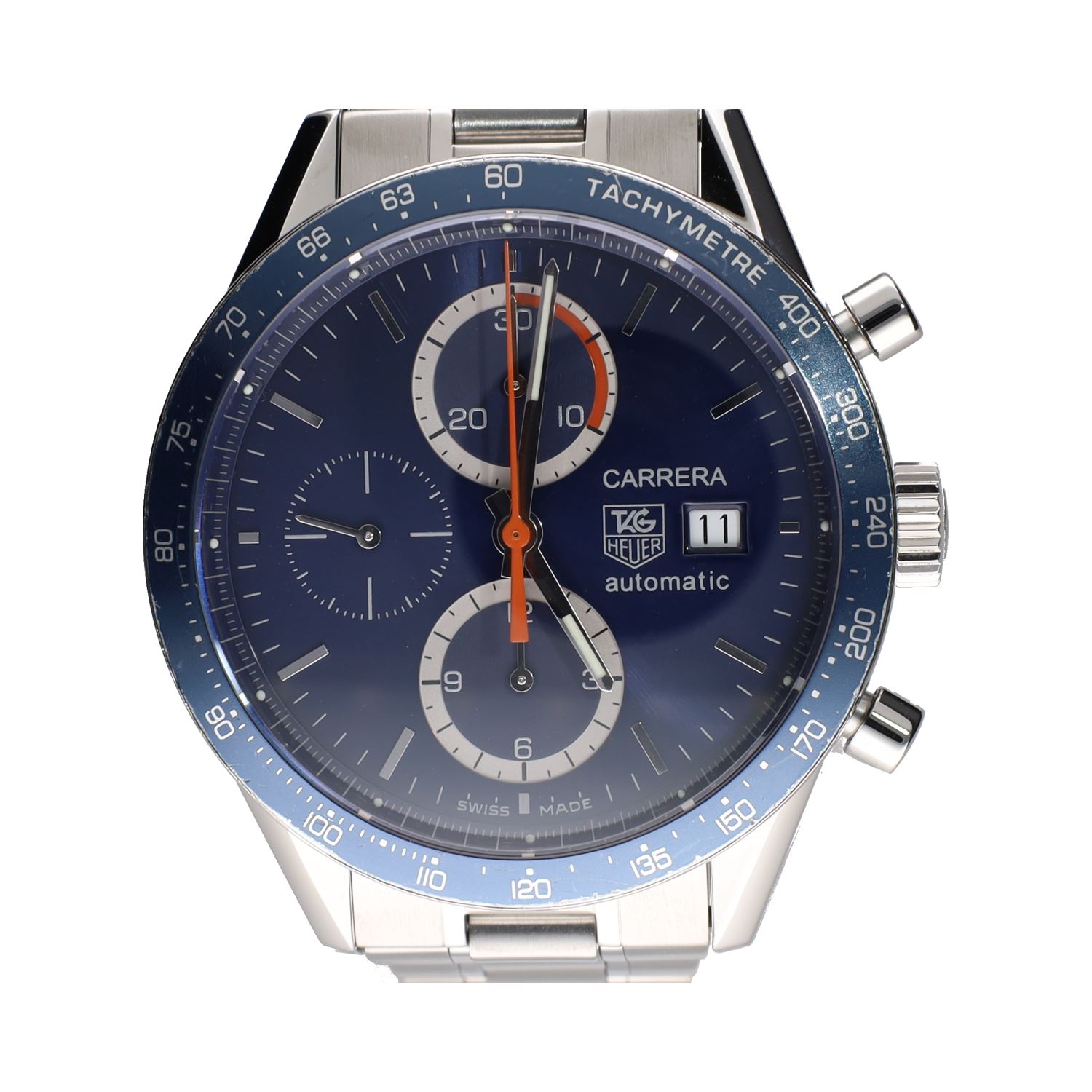 Carrera calibre 16 acero esfera azul 41mm.  