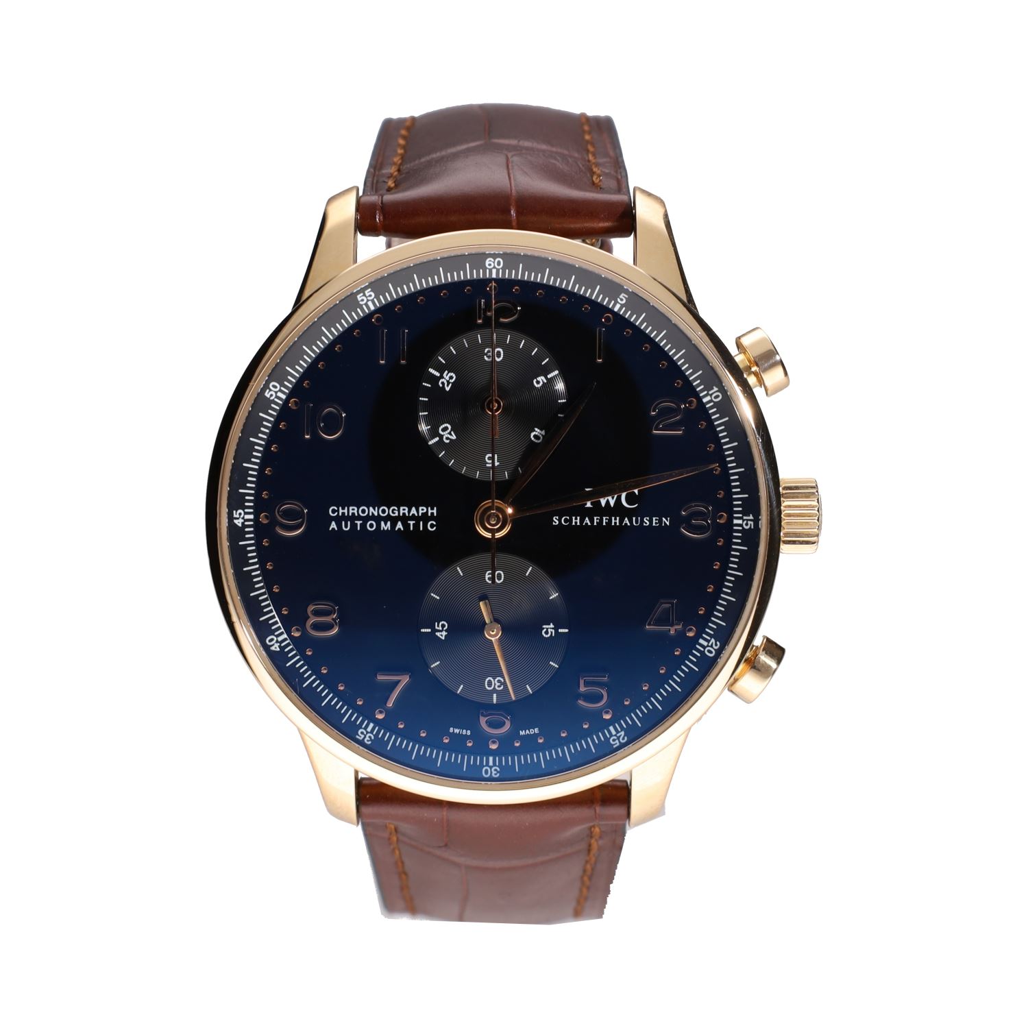 Portuguese chronograph oro rosa esfera negra 41mm.  