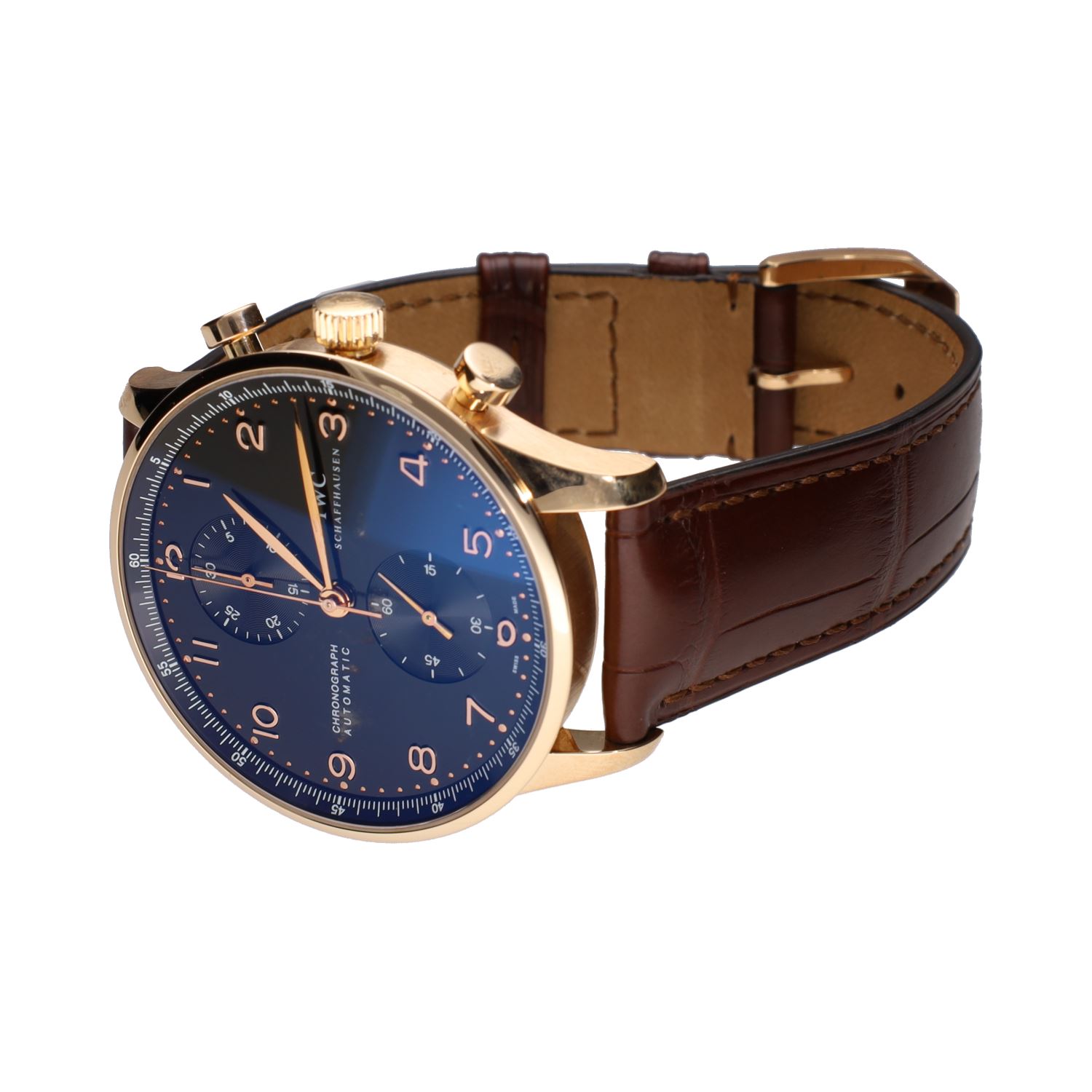 Portuguese chronograph oro rosa esfera negra 41mm.  