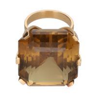 ANILLOS / SORTIJAS<BR>SORTIJA EN ORO AMARILLO CON CUARZO. TA...