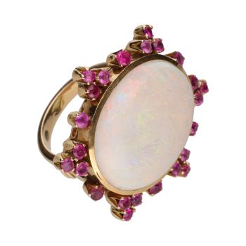 ANILLOS / SORTIJAS<BR>SORTIJA EN ORO AMARILLO CON ÓPALO Y RU... · ref.: (ANI)