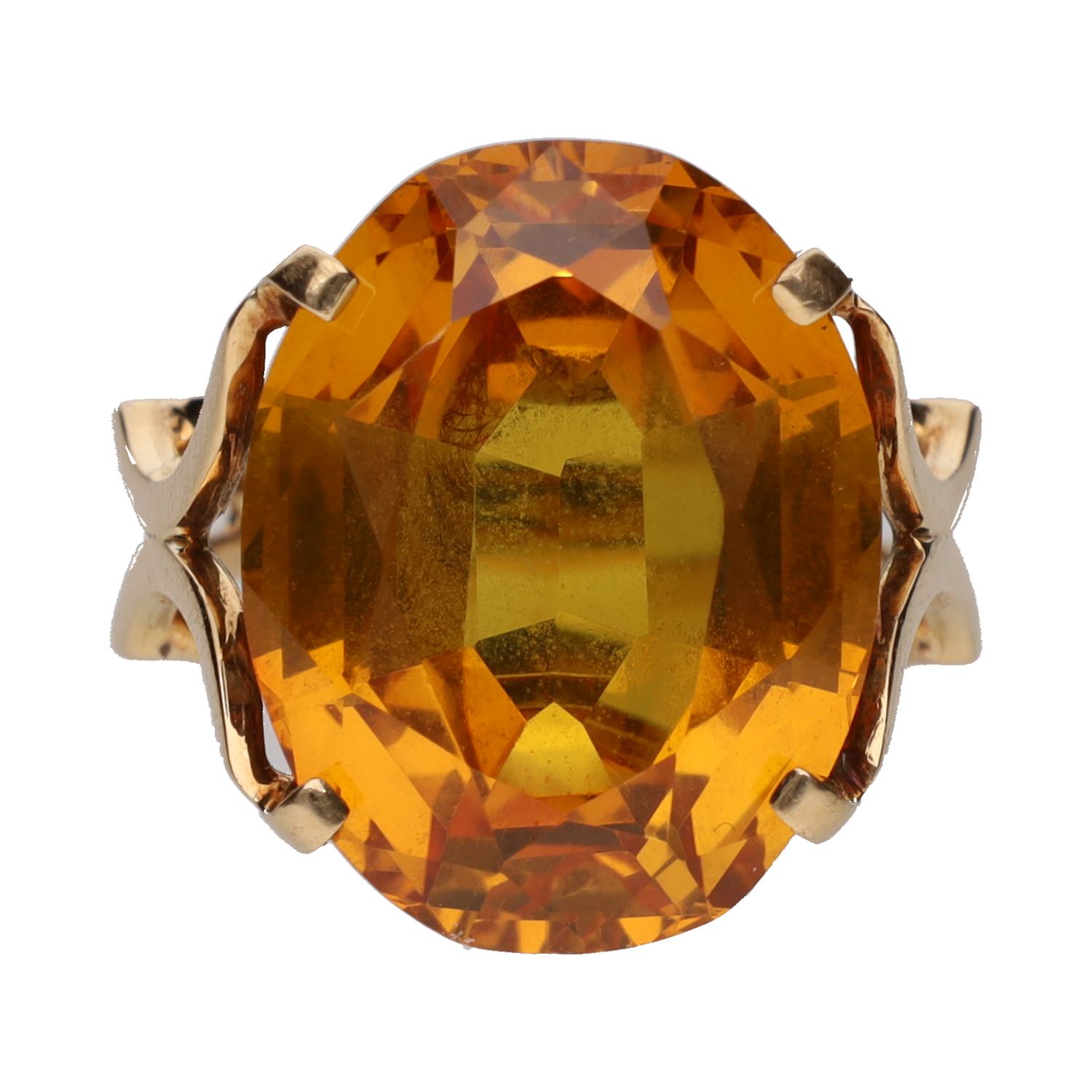 Sortija en oro amarillo con cuarzo. Talla 15.