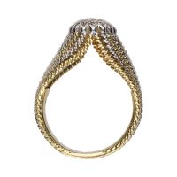 Sortija en oro amarillo y oro blanco con brillantes. Talla 18.