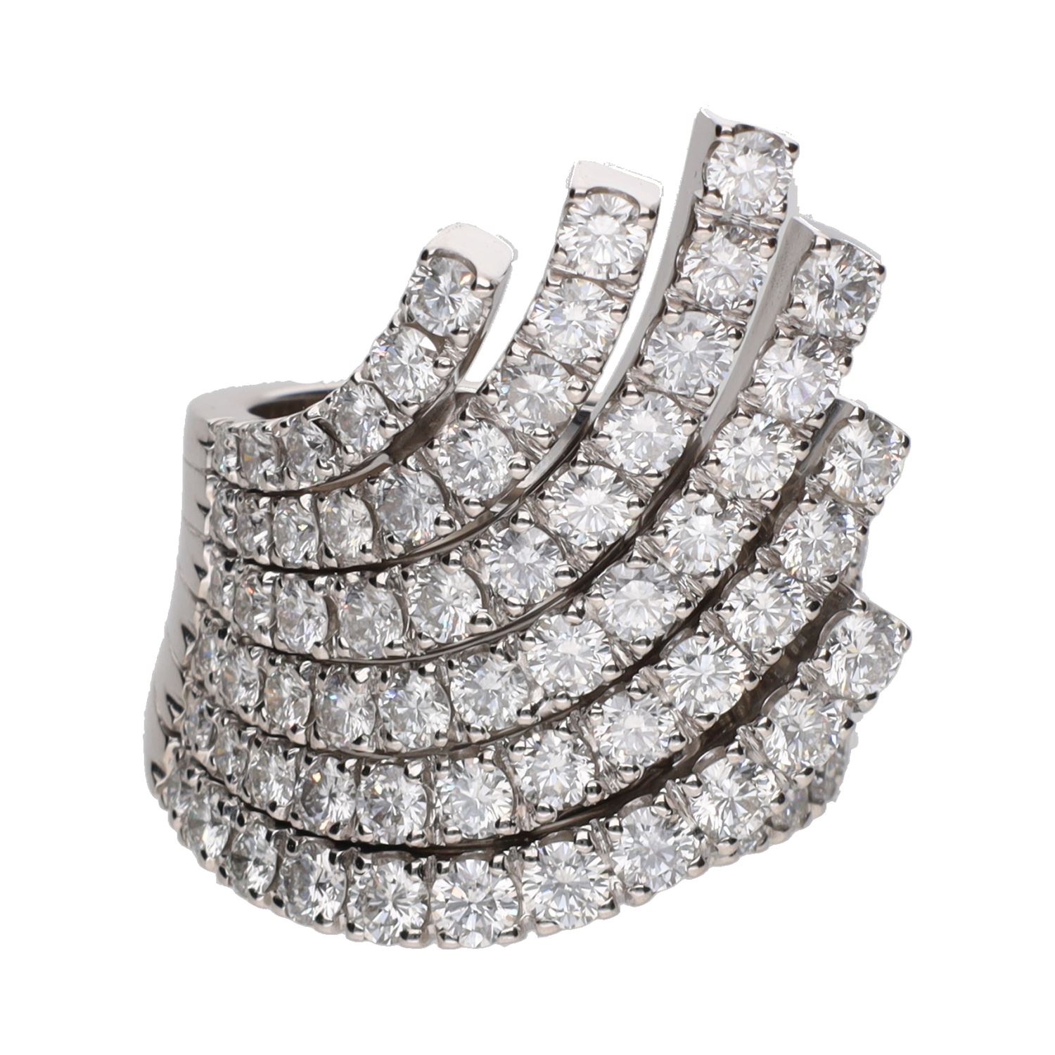 Sortija en oro blanco con brillantes. Talla 18.