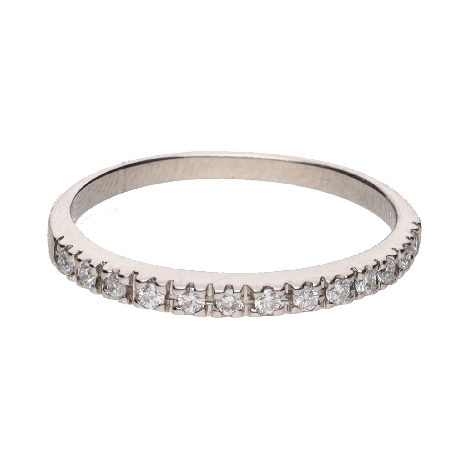 Sortija cintillo en oro blanco con brillantes. Talla 11.