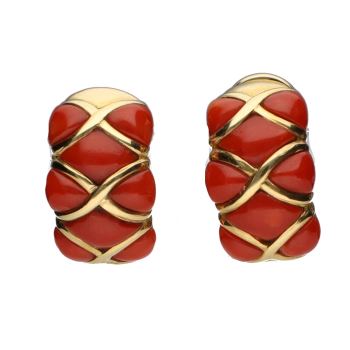 PENDIENTES<BR>PENDIENTES EN ORO AMARILLO Y CORAL. · ref.: (SMX)