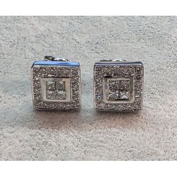 PENDIENTES<BR>PENDIENTES CUADRADOS EN ORO BLANCO CON... · ref.: (IMX)