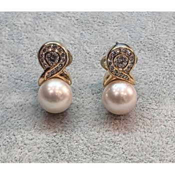 PENDIENTES<BR>PENDIENTES EN ORO AMARILLO CON PERLAS ... · ref.: (CSM)