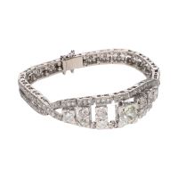 PULSERAS<BR>PULSERA ANTIGUA EN ORO BLANCO CON DIAM...